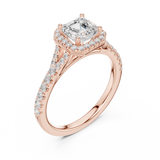 Gold Ring DDLR-043, Asscher center stone, Rose Gold, view 2