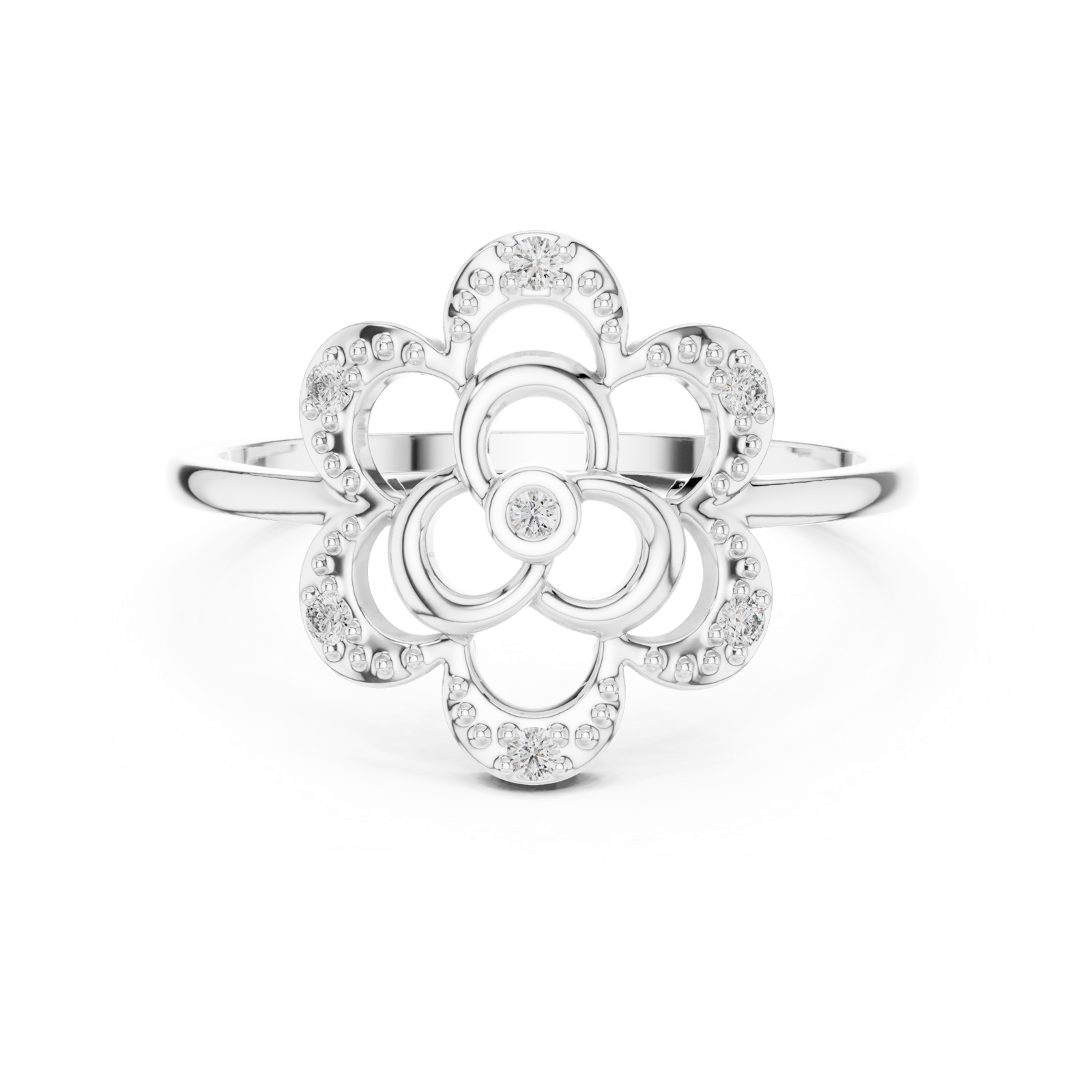 Gold Ring DR-6255, White Gold, view 4