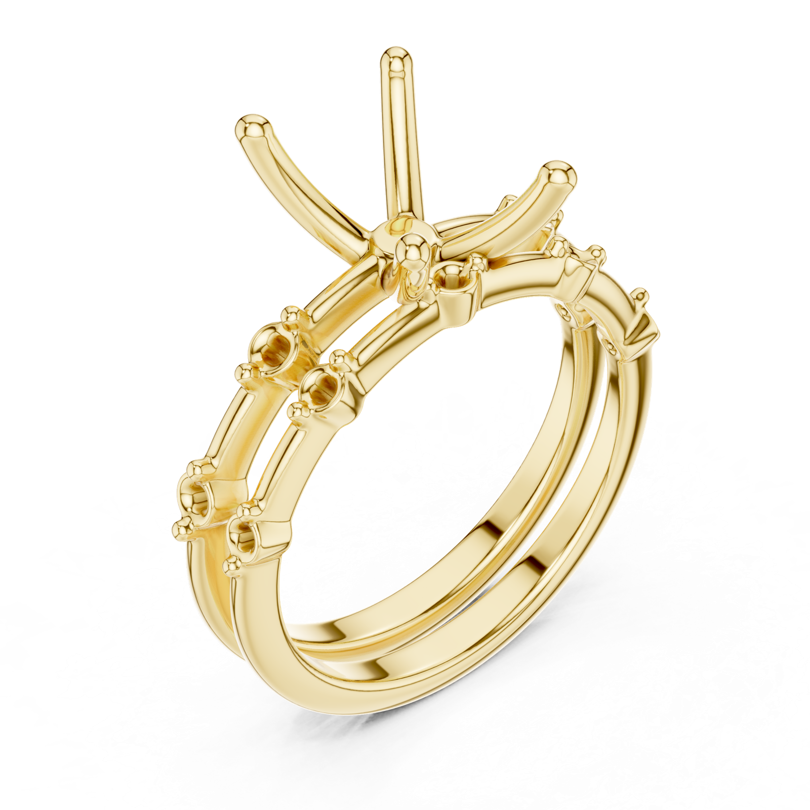 Gold Ring DDLR-441, Radiant center stone, Yellow Gold, view 2