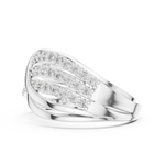 14K Solid Gold Lab Diamond Crossover Ring, White Gold, view 3