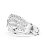 14K Solid Gold Lab Diamond Crossover Ring, White Gold, view 3