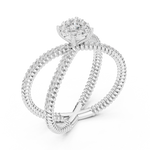14K Solid Gold Lab Diamond Crossover Ring, White Gold, view 2