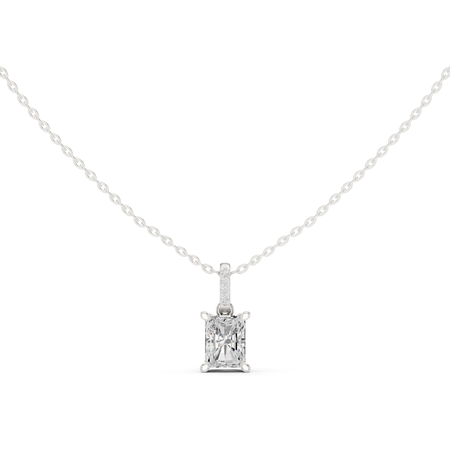 Gold Jewelry DDPO-009, Radiant center stone, White Gold