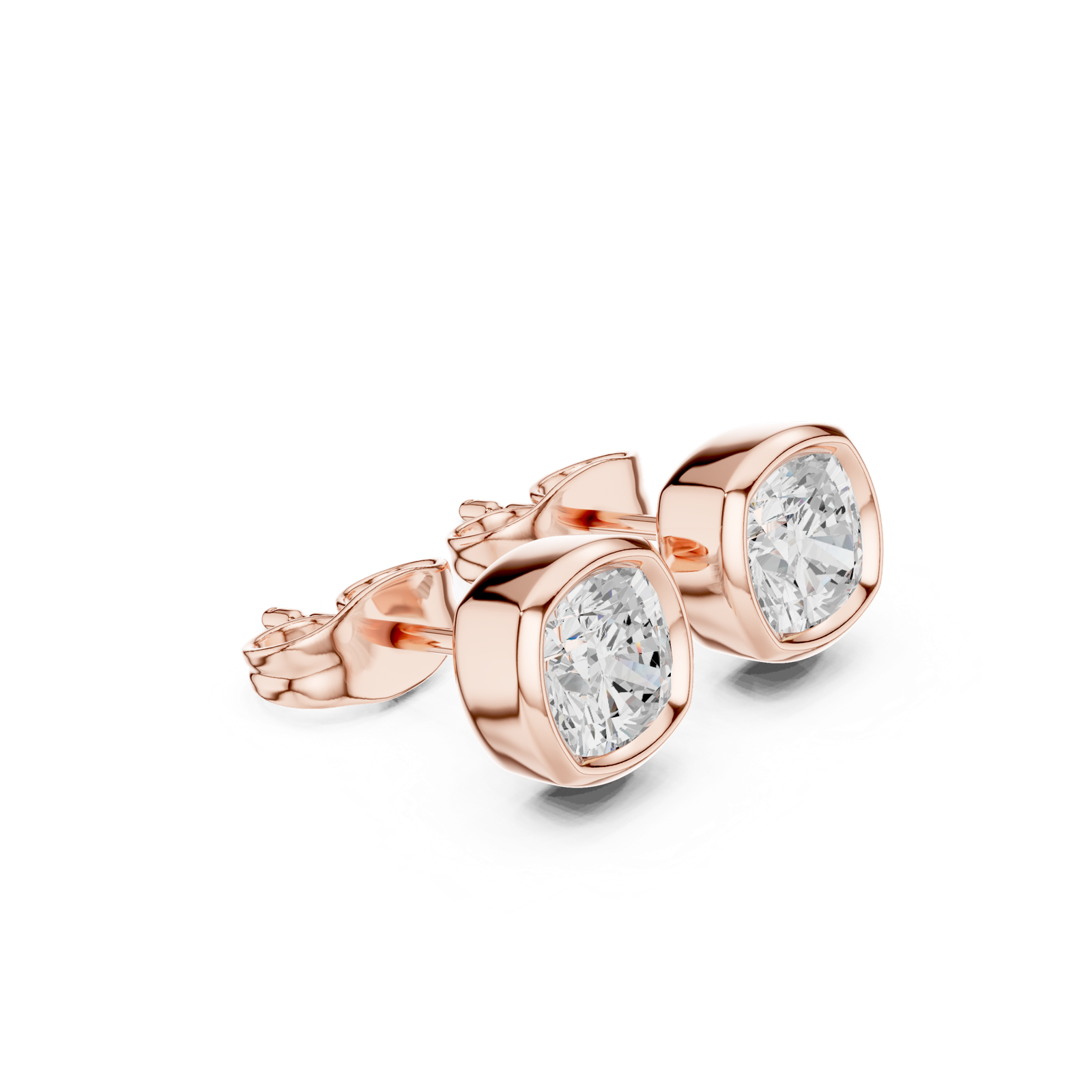Gold Jewelry, Cushion center stone, Rose Gold, view 1