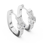 14K Solid Gold Lab Diamond Huggie Earrings, White Gold, view 2