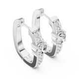14K Solid Gold Lab Diamond Huggie Earrings, White Gold, view 2
