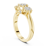 14K Solid Gold Lab Diamond Three-Stone Ring, Yellow Gold, view 1