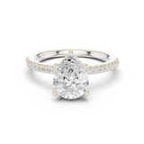 Gold Ring DDLR-177, Pear center stone, White Gold