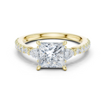 Gold Ring DDLR-037, Princess center stone, Yellow Gold