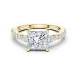 Gold Ring DDLR-037, Princess center stone, Yellow Gold