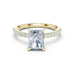 Gold Ring DDLR-256, Radiant center stone, Yellow Gold