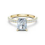 Gold Ring DDLR-256, Radiant center stone, Yellow Gold