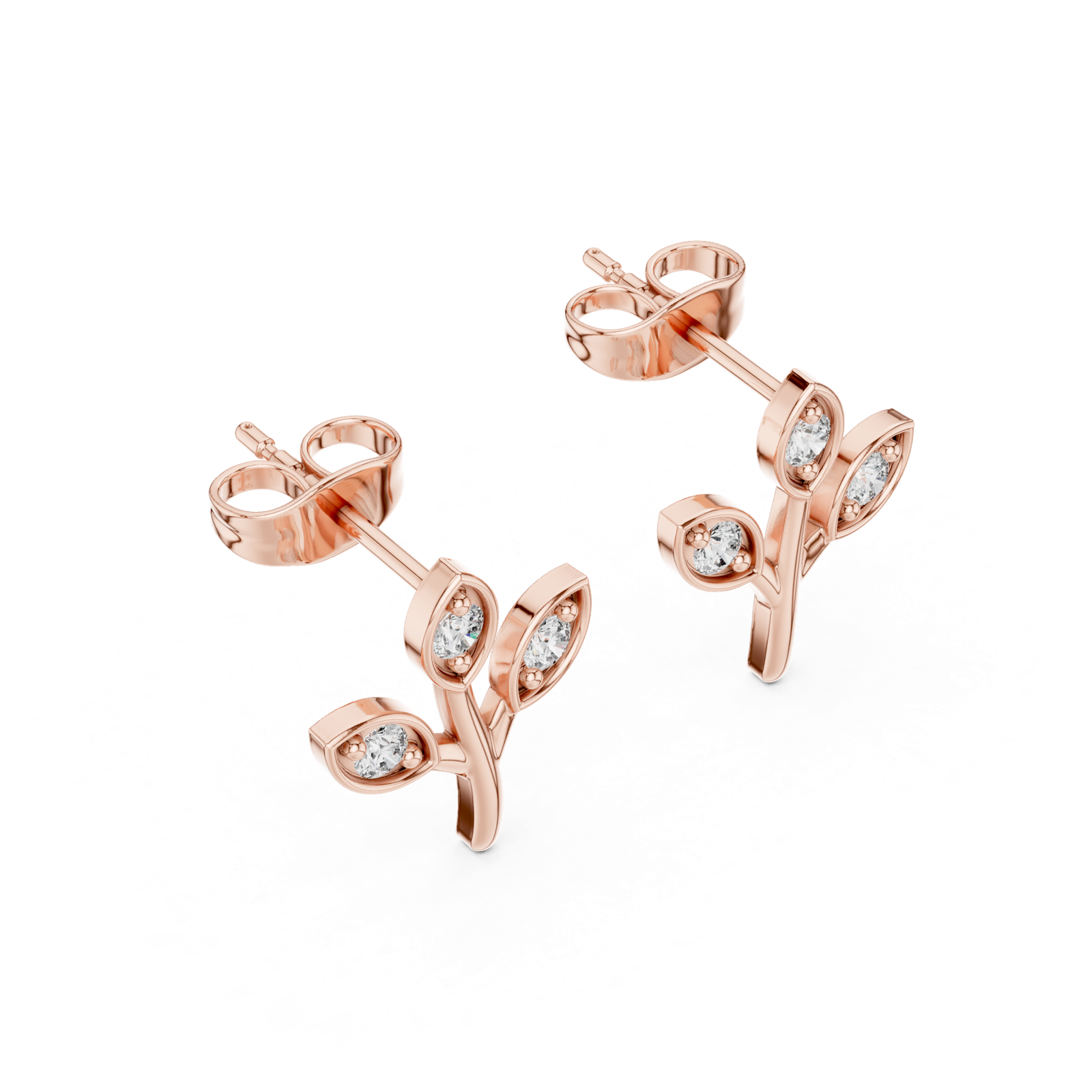 Gold Earrings 9-10093E, Rose Gold, view 2