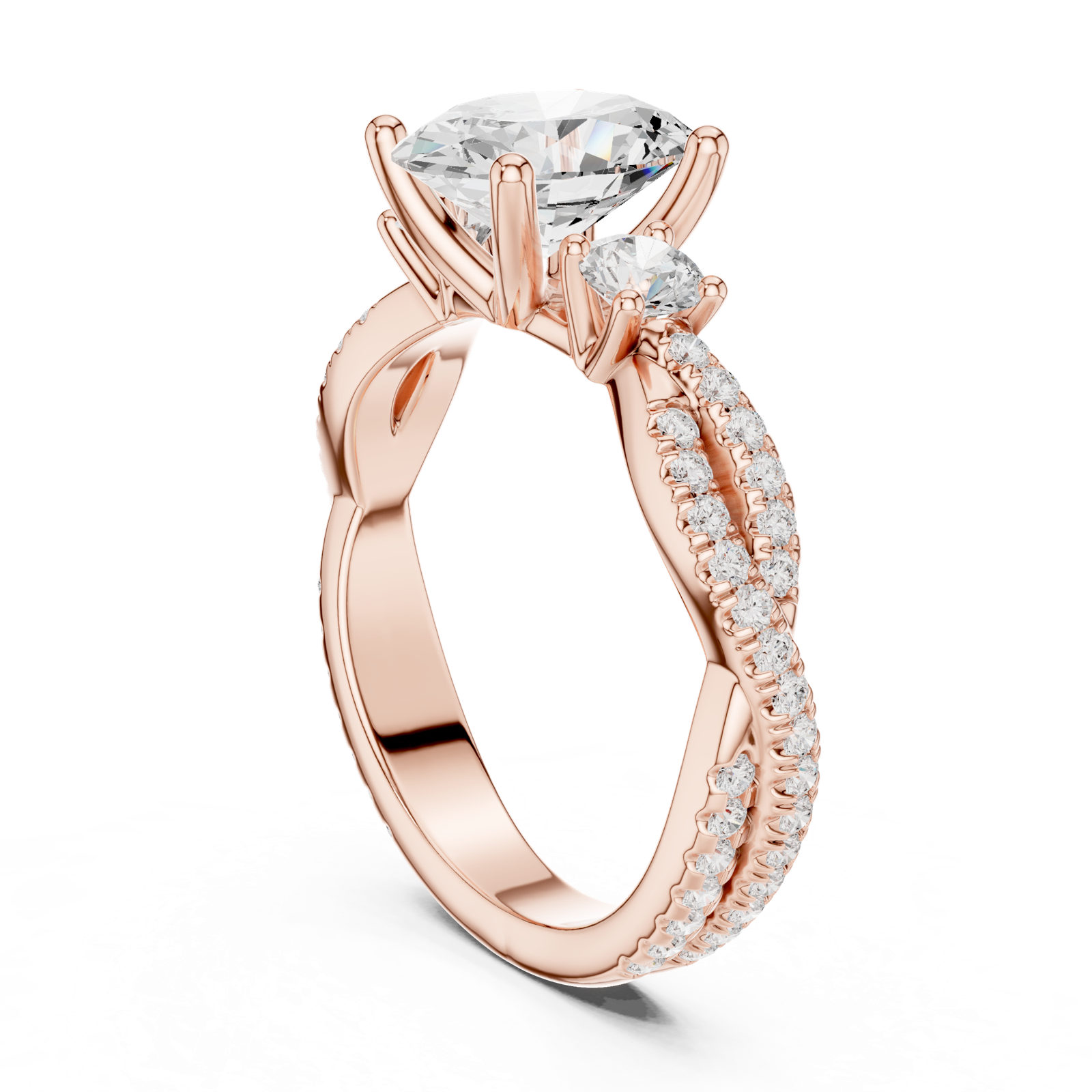Gold Ring DDLR-281, Oval center stone, Rose Gold, view 1
