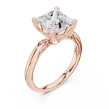 Gold Ring DDLR-175, Princess center stone, Rose Gold, view 2