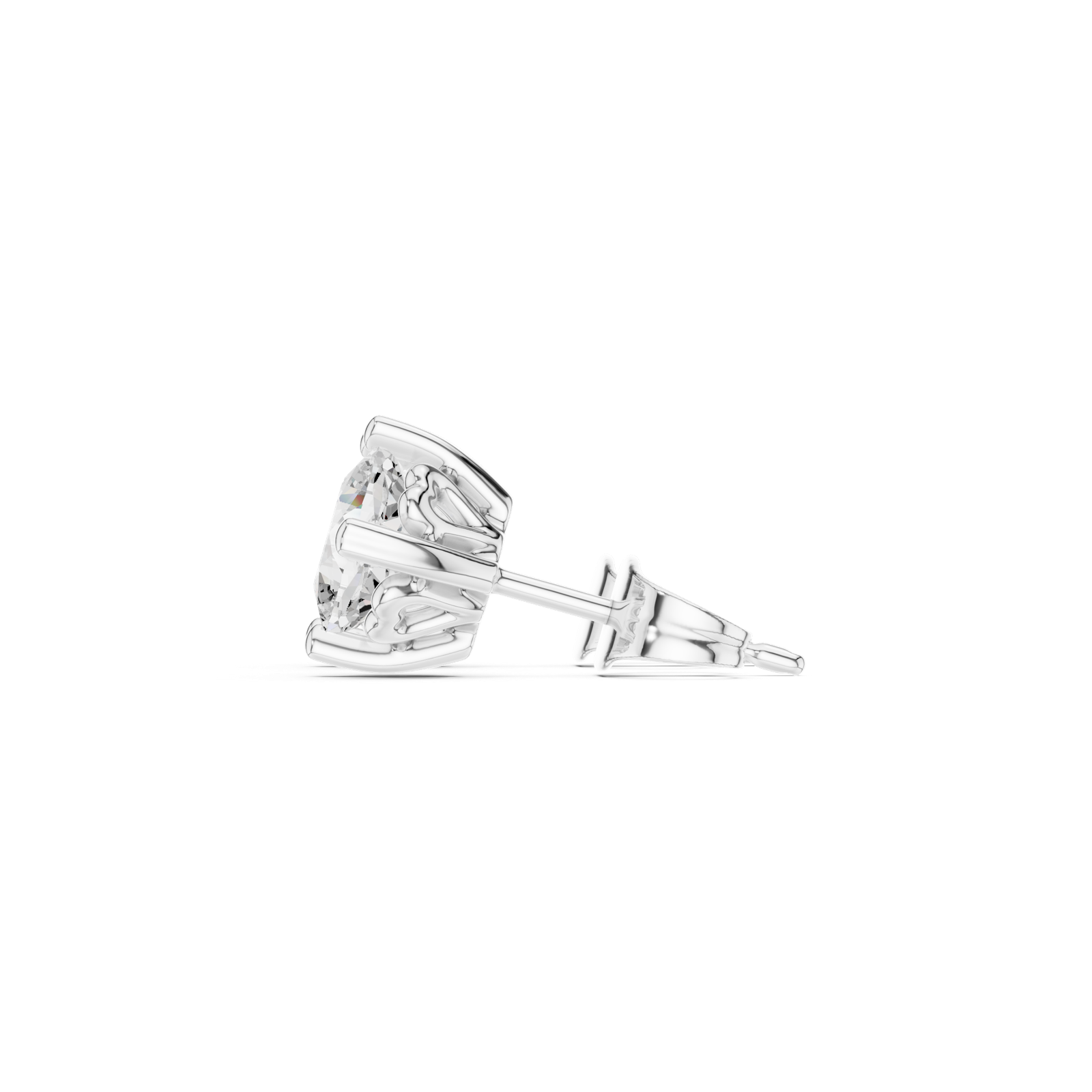 14K Solid Gold Lab Diamond Stud Earrings, White Gold, view 3