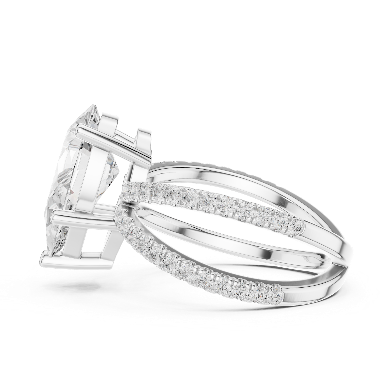 Gold Jewelry L36-25, Pear center stone, White Gold, view 3