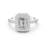 Gold Ring DDLR-349, Emerald center stone, White Gold