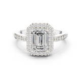 Gold Ring DDLR-349, Emerald center stone, White Gold