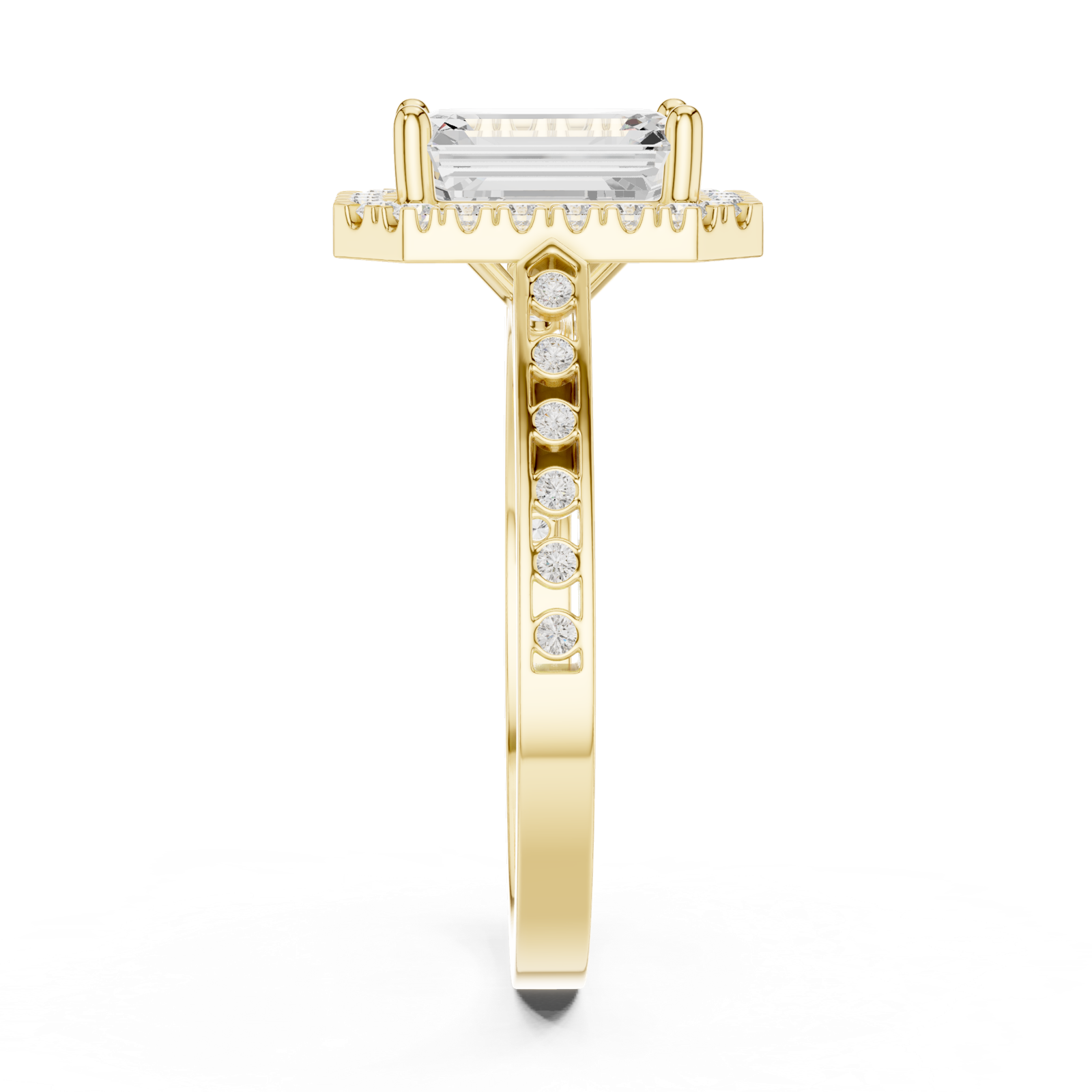 Gold Ring, Emerald center stone, Yellow Gold, view 3