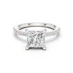 Gold Ring DDLR-040, Princess center stone, White Gold