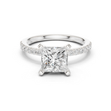 Gold Ring DDLR-040, Princess center stone, White Gold