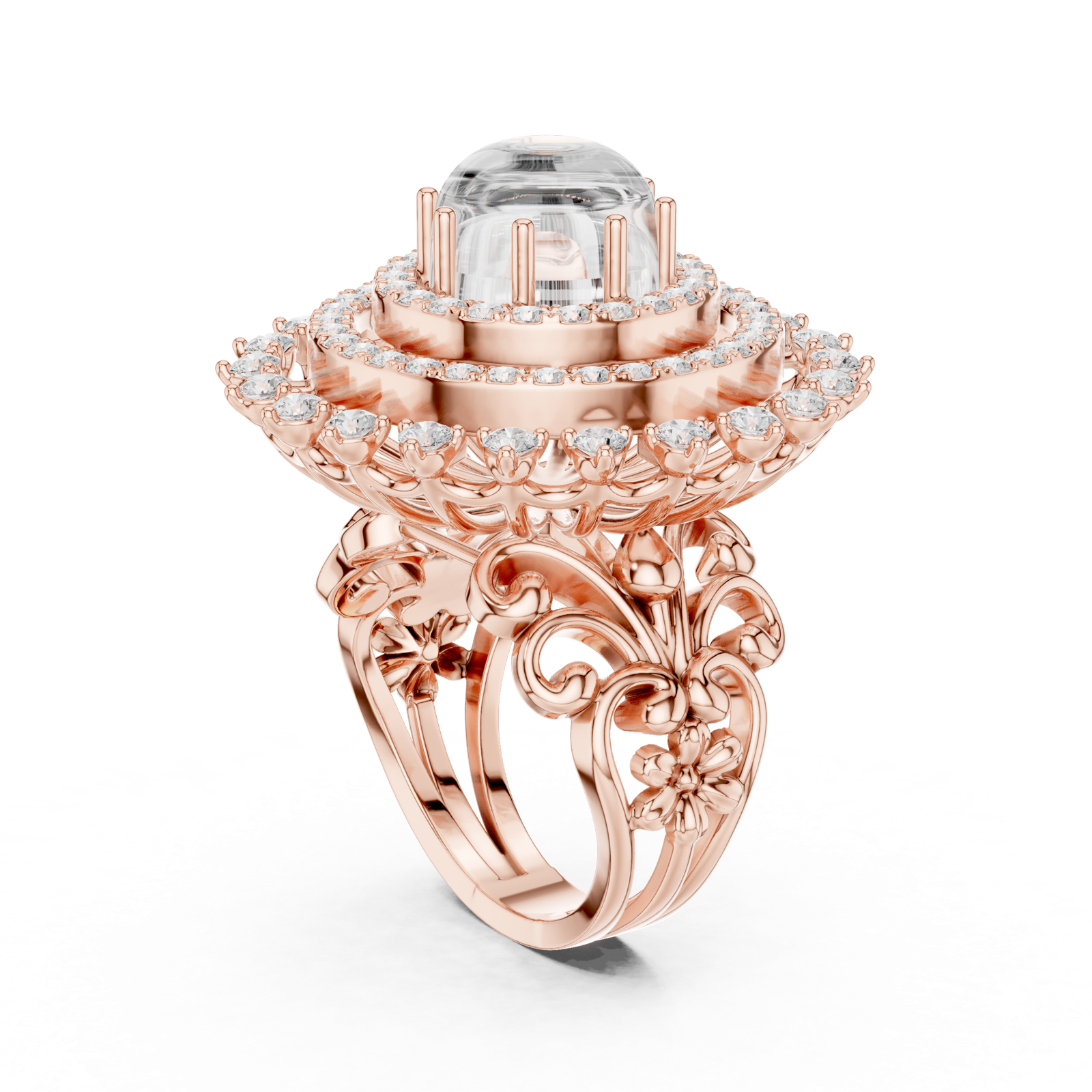 Gold Ring DDLR-749, Rose Gold, view 1