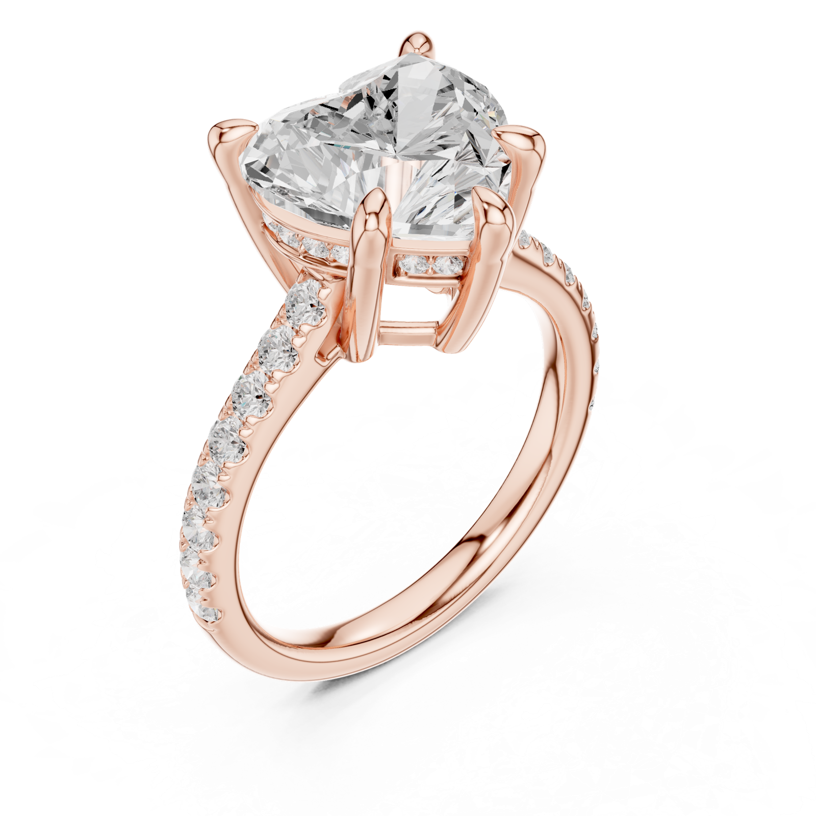 Gold Ring DDLR-250, Heart center stone, Rose Gold, view 2