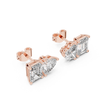 14K Solid Gold Lab Diamond Cluster Earrings, Rose Gold, view 2