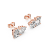 14K Solid Gold Lab Diamond Cluster Earrings, Rose Gold, view 2