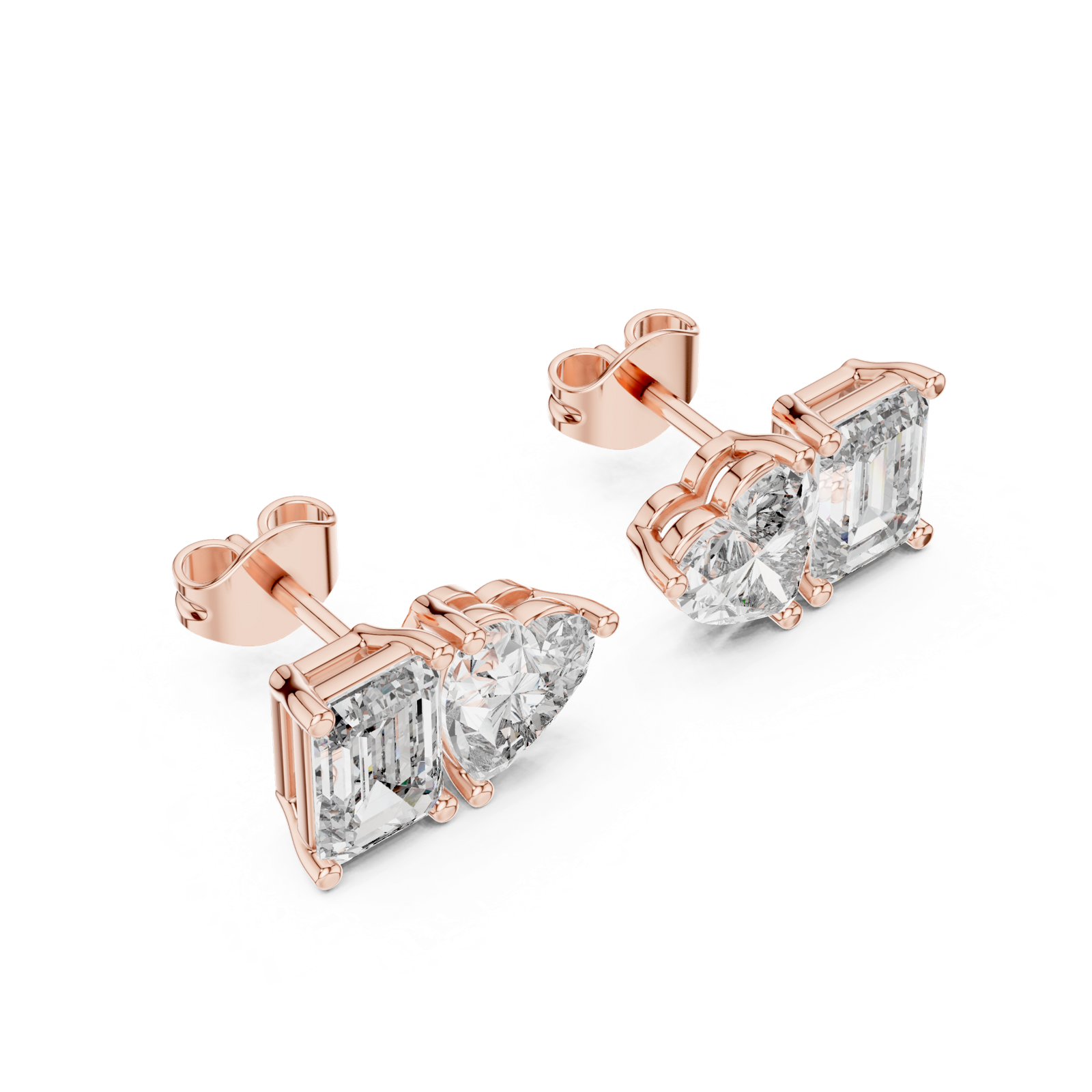 14K Solid Gold Lab Diamond Cluster Earrings, Rose Gold, view 2