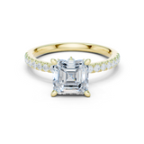 Gold Ring, Asscher center stone, Yellow Gold