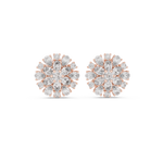 14K Solid Gold Lab Diamond Halo Earrings, Rose Gold
