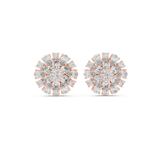 14K Solid Gold Lab Diamond Halo Earrings, Rose Gold