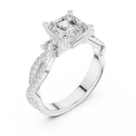 Gold Ring, Asscher center stone, White Gold, view 2