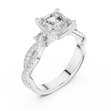 Gold Ring, Asscher center stone, White Gold, view 2