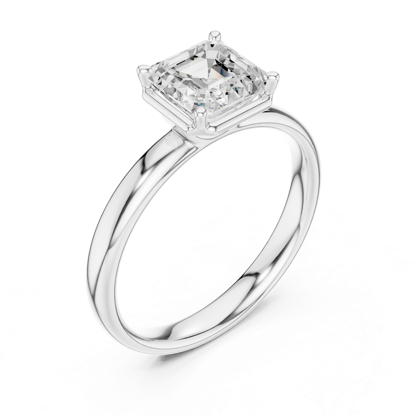 Gold Jewelry, Asscher center stone, White Gold, view 2