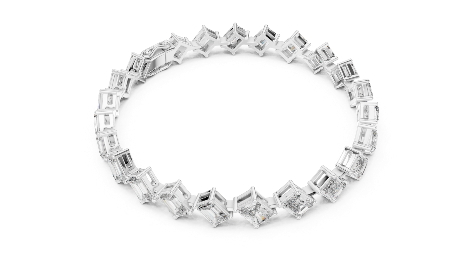 14K Solid Gold Lab Diamond Bracelet, White Gold, view 2