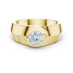 14K Solid Gold Lab Diamond Solitaire Ring, Yellow Gold