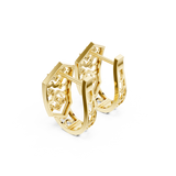 14K Solid Gold Lab Diamond Cluster Earrings, Yellow Gold, view 2