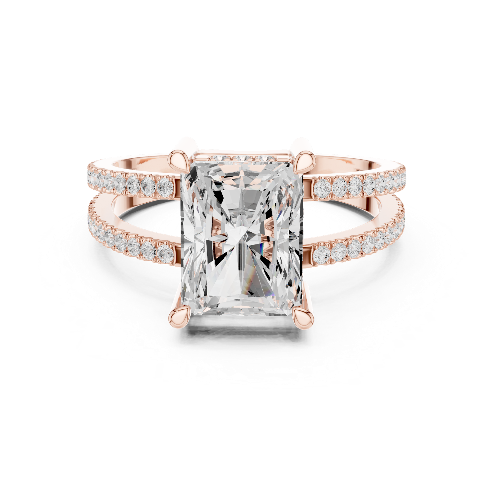 Gold Jewelry L36-13, Radiant center stone, Rose Gold, view 4