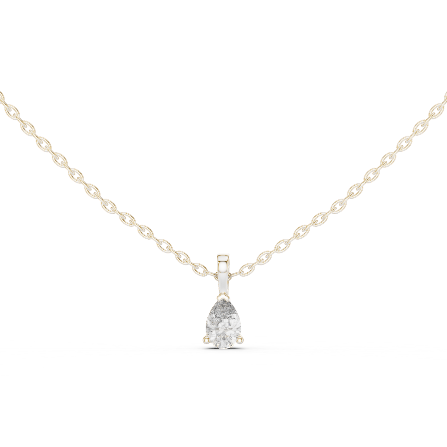 14K Solid Gold Lab Diamond Solitaire Pendant Necklace, White Gold
