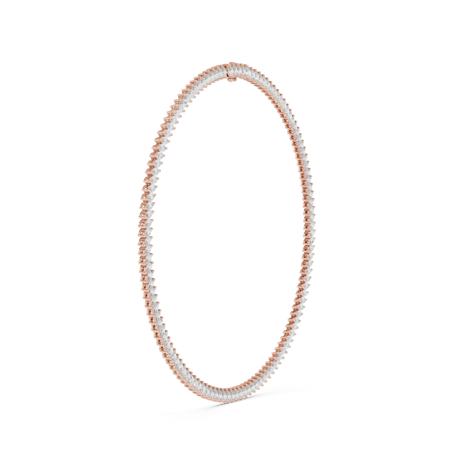 14K Solid Gold Lab Diamond Tennis Necklace, Rose Gold, view 3