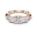 Gold Ring DDLR-044, Asscher center stone, Rose Gold