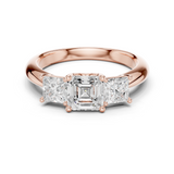 Gold Ring DDLR-044, Asscher center stone, Rose Gold
