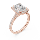 Gold Ring DDLR-255, Emerald center stone, Rose Gold, view 2