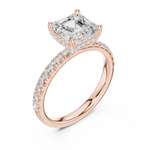 Gold Ring, Asscher center stone, Rose Gold, view 2