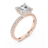 Gold Ring, Asscher center stone, Rose Gold, view 2