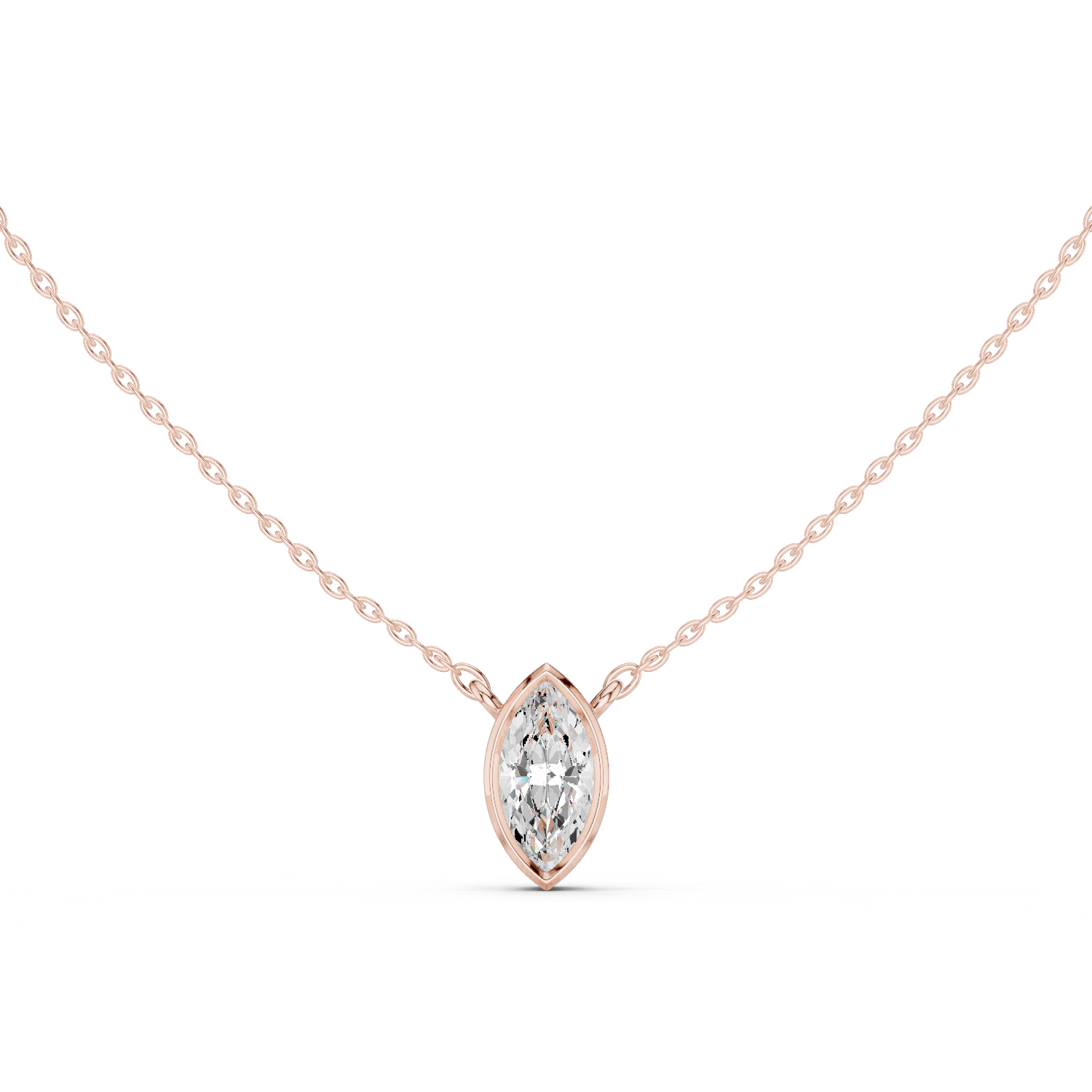 Gold Jewelry DDPS-001, Marquise center stone, Rose Gold