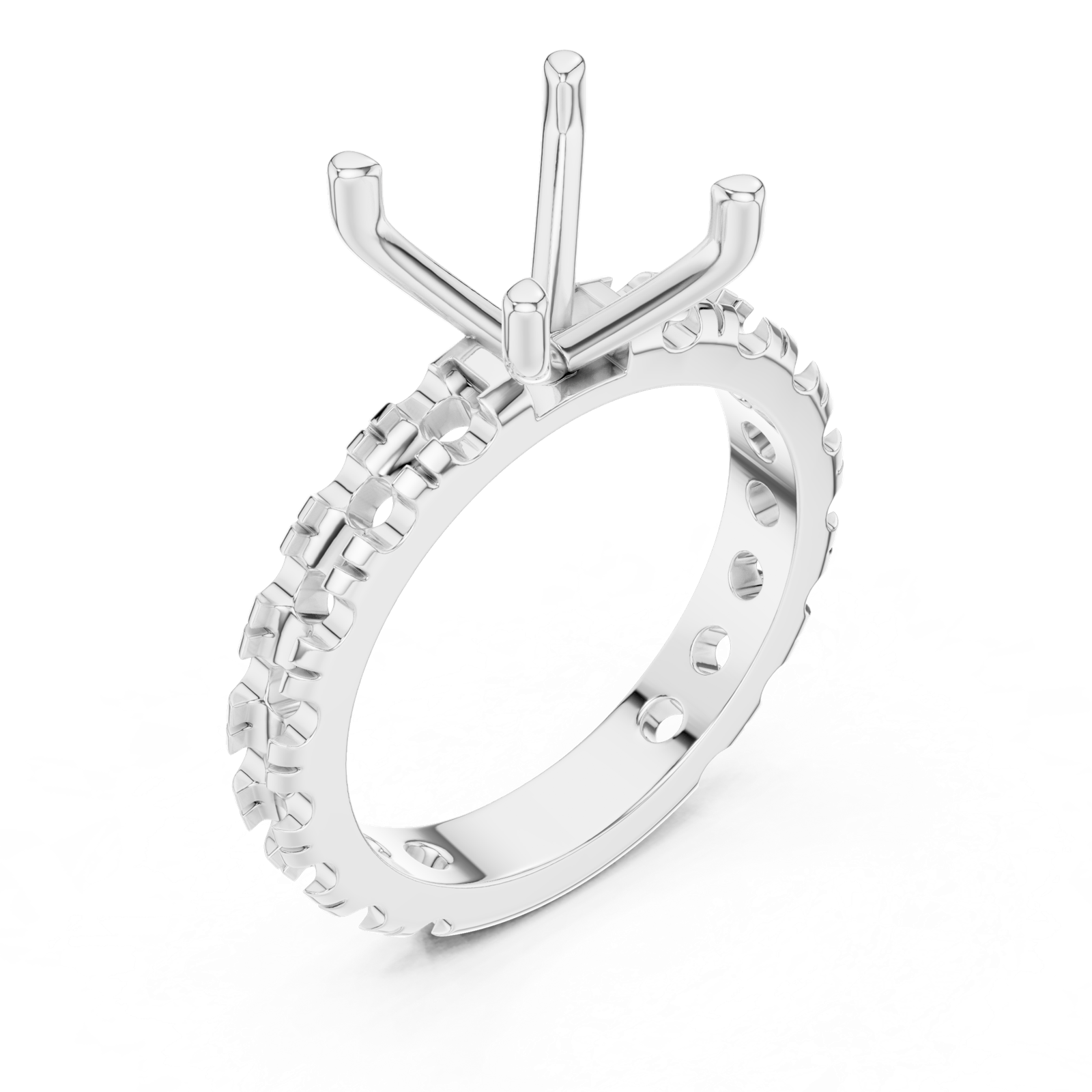 Gold Jewelry, Cushion center stone, White Gold, view 2
